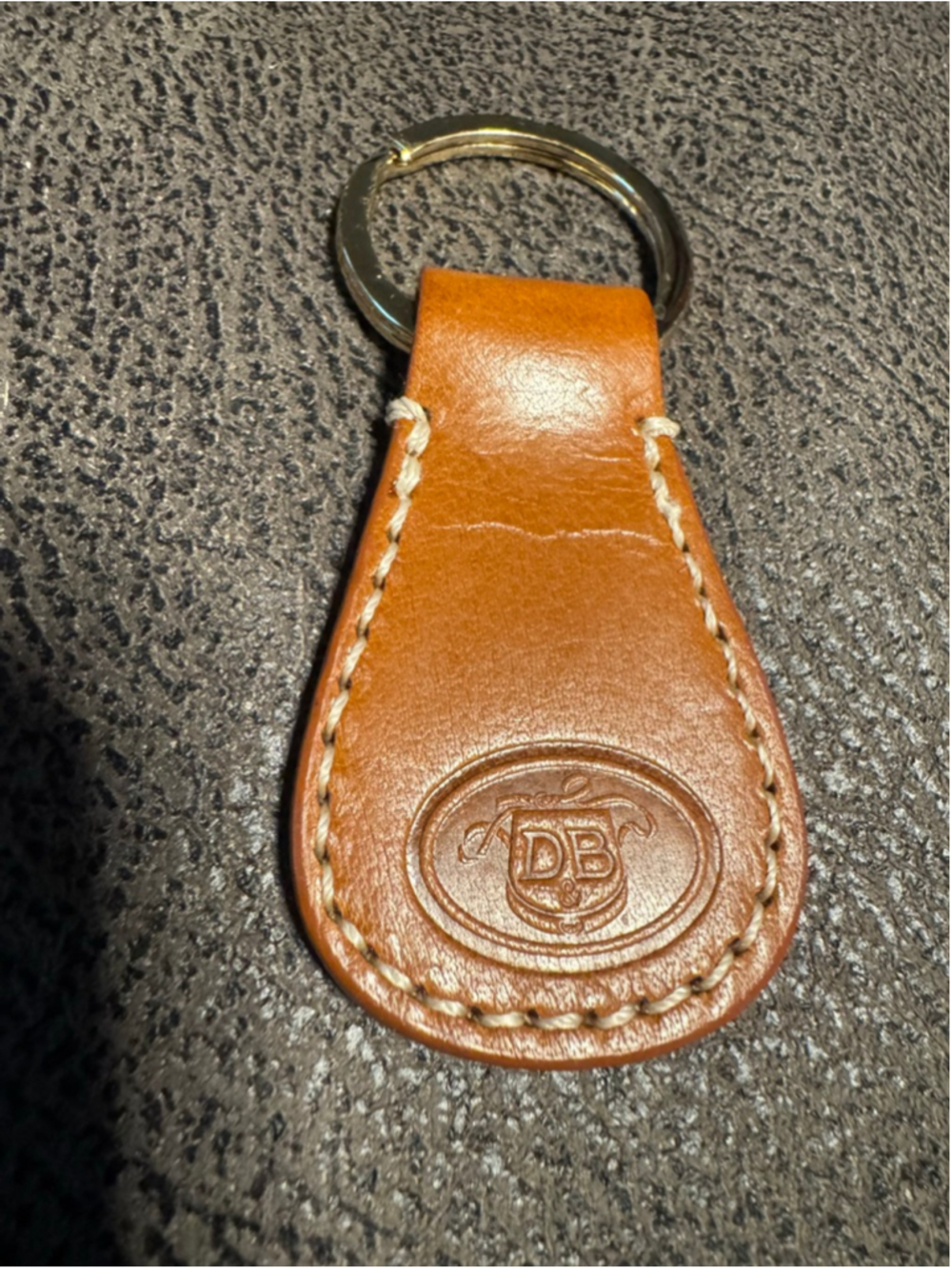 Dooney and Bourke Brown Silver Leather Keychain